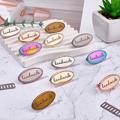 12Pcs 6 Colors Oval Handmade Alloy Decorative Buckles PURS-GF0001-10-1