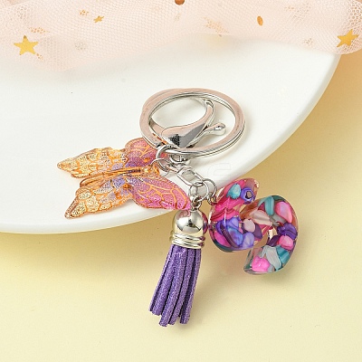Resin Letter & Acrylic Butterfly Charms Keychain KEYC-YW00001-19-1