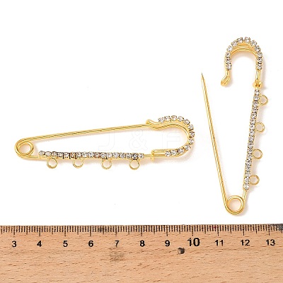 Iron Rhinestone Safety Pins Brooch Findings JEWB-E045-01B-G-1
