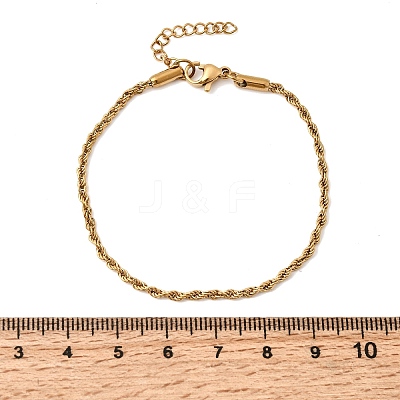 304 Stainless Steel Rope Chain Bracelets for Women BJEW-P395-01G-1