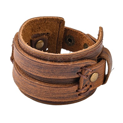 Leather Wrap Snap Bracelets BJEW-FF0007-027B-1