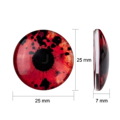 Dragon Eye Half Round/Dome Printed Glass Cabochons GGLA-A002-25mm-AB-1