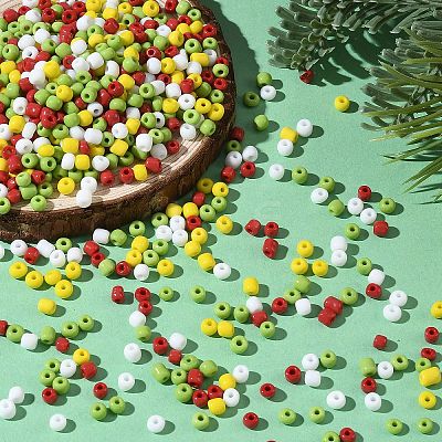 4 Colors Christmas 6/0 Glass Round Seed Beads SEED-X0058-03C-1