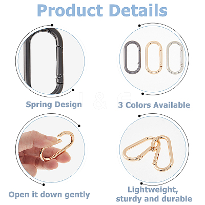 12Pcs 3 Colors Zinc Alloy Spring Gate Rings FIND-HS0001-39-1
