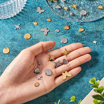 36Pcs 12 Style 304 Stainless Steel Charms STAS-TA0002-86-1