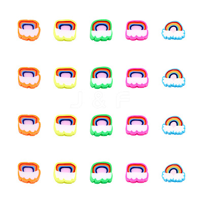 100Pcs 5 Style Handmade Polymer Clay Beads FIND-FW0001-33-1