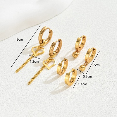 Stylish Stainless Steel Heart Tassel Earring Sets BH4978-1