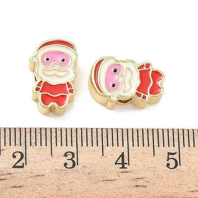 Christmas Brass Enamel Beads KK-I474-G19-1