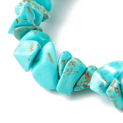 Synthetic Turquoise(Dyed) Chip Bead Stretch Bracelets for Children BJEW-JB06388-08-1