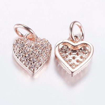 Long-Lasting Plated Brass Micro Pave Cubic Zirconia Charms ZIRC-F069-41RG-1