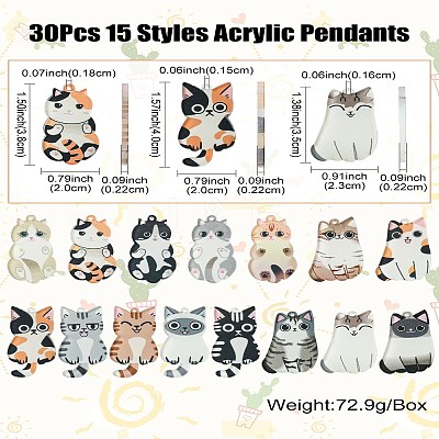 30Pcs 15 Styles Acrylic Pendants OACR-CJ0001-96-1