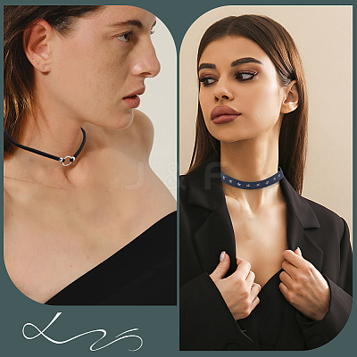 5Pcs 5 Styles Alloy Pendant Imitation Leather Cord Layer Necklaces NJEW-CL0005-15-1