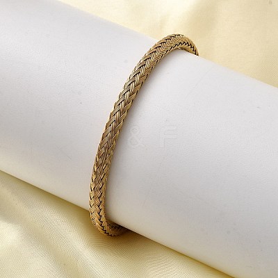 Braided 304 Stainless Steel Cuff Bangles for Women BJEW-A067-04G-1