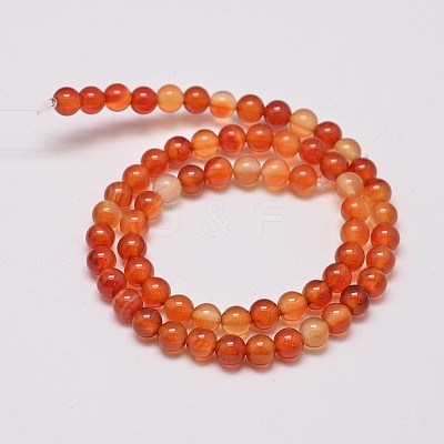 Round Natural Red Agate Bead Strands X-G-M257-6mm-26-1