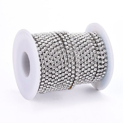 304 Stainless Steel Rhinestone Strass Chains STAS-T055-12P-B-1