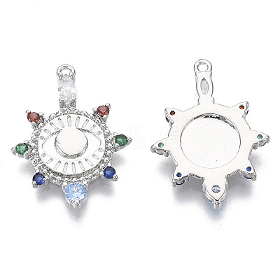 Brass Micro Pave Cubic Zirconia Pendants KK-R130-014P-NF-1