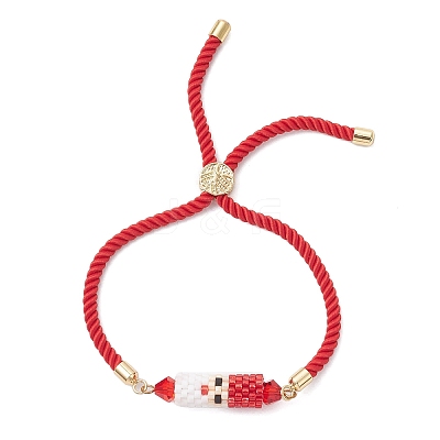 Christmas Handmade Glass Seed Beaded Slider Bracelets BJEW-MZ00226-01-1