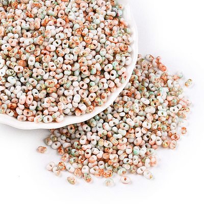 Two Tone Baking Paint Glass Seed Beads SEED-C003-01Q-1