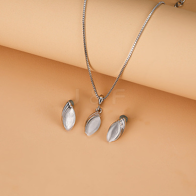 Horse Eye Alloy & Cat Eye Pendant Necklaces & Stud Earrings Sets FS-WG775AC-03-1