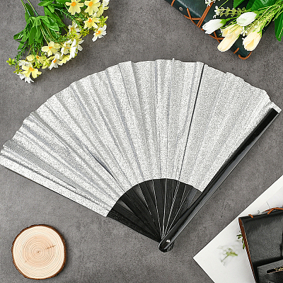 1Pc Bamboo with Oxford Fabric Glitter Powder Folding Fans AJEW-SP0003-77C-1
