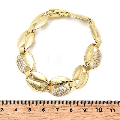 Brass Micro Pave Clear Cubic Zirconia Link Chain Bracelets for Women BJEW-H630-09G-1