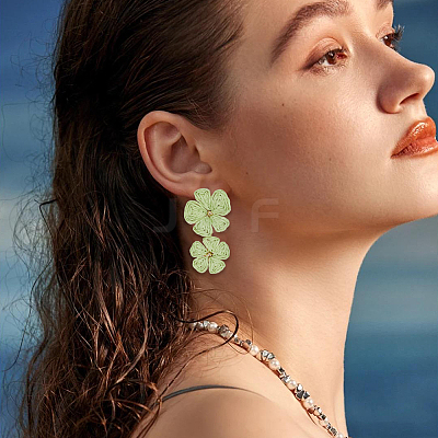 1 Pair Alloy Raffia Grass Stud Earrings EJEW-SP0001-19A-1