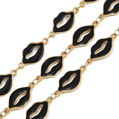 304 Stainless Steel Enamel Lip Link Chains CHS-K023-03G-02-1