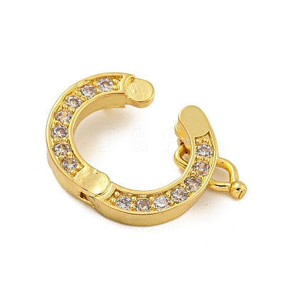 Rack Plating Brass Micro Pave Clear Cubic Zirconia Twister Clasps KK-F876-06G-01-1