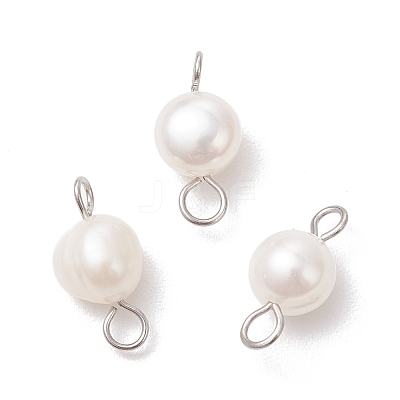 Natural Cultured Freshwater Pearl Two Sides Polished Connector Charms PALLOY-JF04041-02-1