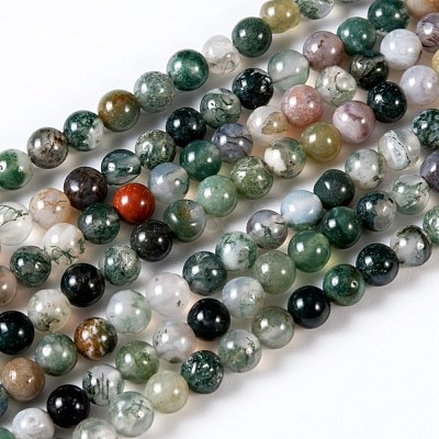 Round Natural Indian Agate Beads Strands G-S122-6mm-1