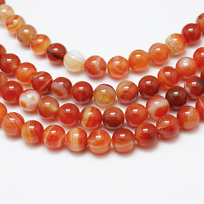 Natural Red Agate Bead Strands X-G-G880-05-6mm-1