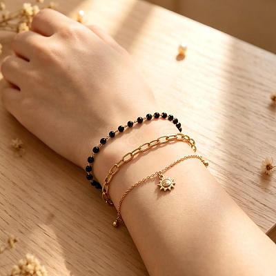 Iron and Zinc Alloy Chain Sun Charm Multi-Strand Bracelet Sets NI2300-5-1