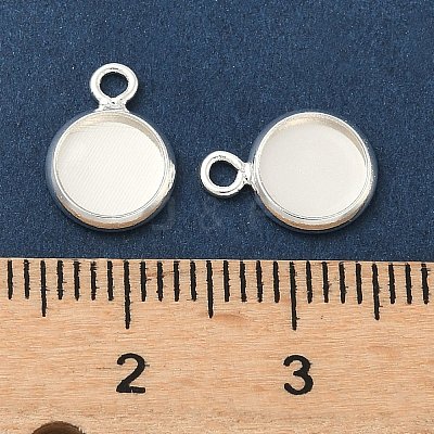 Flat Round Brass Pendant Cabochon Settings KK-K414-14A-S-1