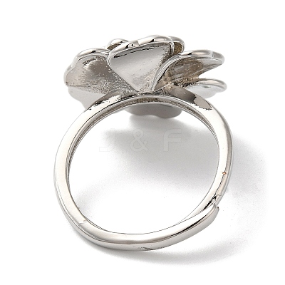 Rack Plating Flower Brass Micro Pave Clear Cubic Zirconia Adjustable Rings RJEW-S413-02P-1