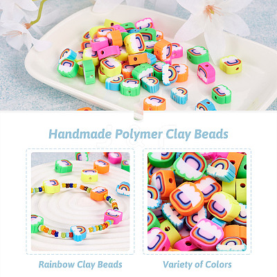 100Pcs 5 Style Handmade Polymer Clay Beads FIND-FW0001-33-1