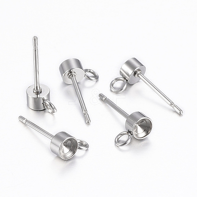 Non-Tarnish 304 Stainless Steel Stud Earring Settings STAS-K154-66P-1