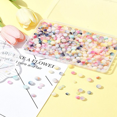 450Pcs Frosted Baking Paint Crackle Glass Beads with Glitter Powder DGLA-FS0001-11-1