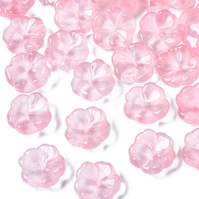 Transparent Spray Painted Imitation Jade Glass Beads GLAA-Q089-003-E004-1