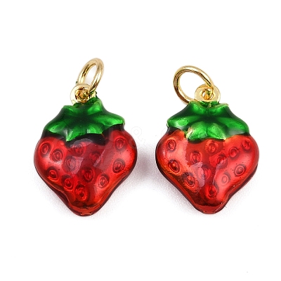 Brass Enamel Fruit Pendants KK-I377-04G-A03-1
