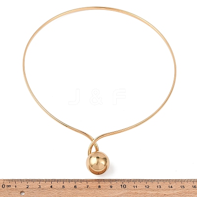 201 Stainless Steel Ball Charm Rigid Choker Necklaces for Women NJEW-Z098-05G-1