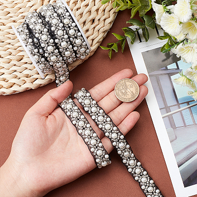Imitation Polyester with ABS Plastic Beaded Trimming OCOR-CA0001-25-1