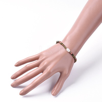 Natural & Synthetic Gemstone Beads Stretch Bracelets BJEW-JB04676-1