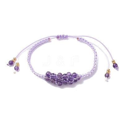 Natural Amethyst Beaded Braided Bead Bracelets BJEW-MZ00253-03-1