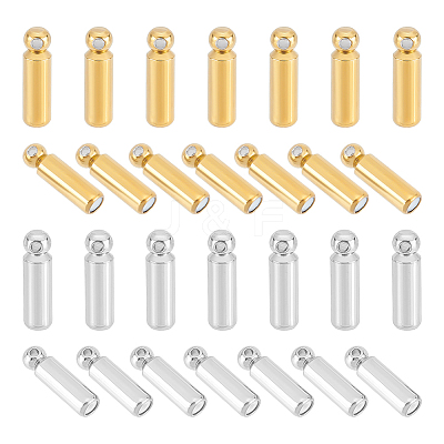 40Pcs 2 Color 202 Stainless Steel Stick Pin End Cap STAS-UN0049-48-1