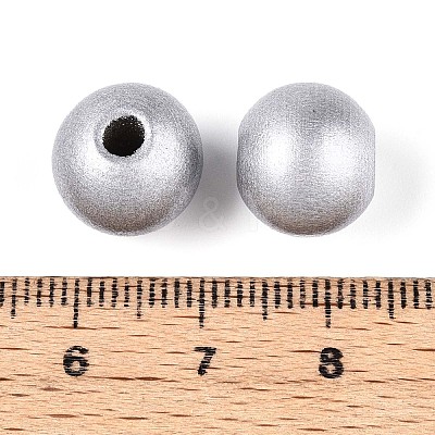 Spray Painted Round Natural Schima Wood Beads WOOD-A018-12mm-03-1