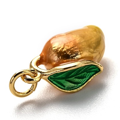 Brass Enamel Pendants KK-B028-15G-1
