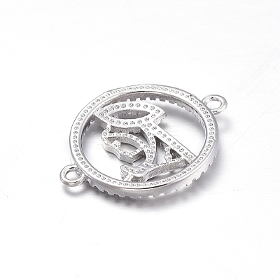 Brass Micro Pave Clear Cubic Zirconia Links Connectors ZIRC-L085-73P-1