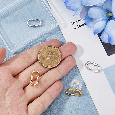 4Pcs 2 Colors Brass Micro Pave Clear Cubic Zirconia Peanut Twister Clasps KK-HS0001-22-1