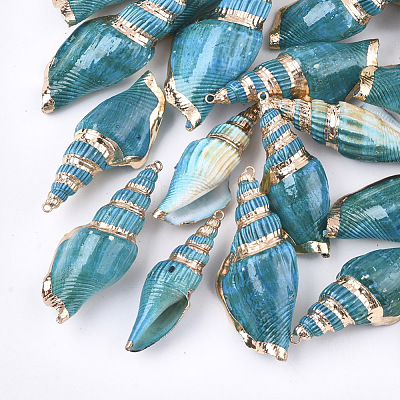 Spray Painted & Electroplate Spiral Shell Big Pendants SSHEL-T010-05B-1