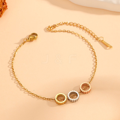 304 Stainless Steel Tri-Color Charm Bracelets for Women WG590E2-05-1